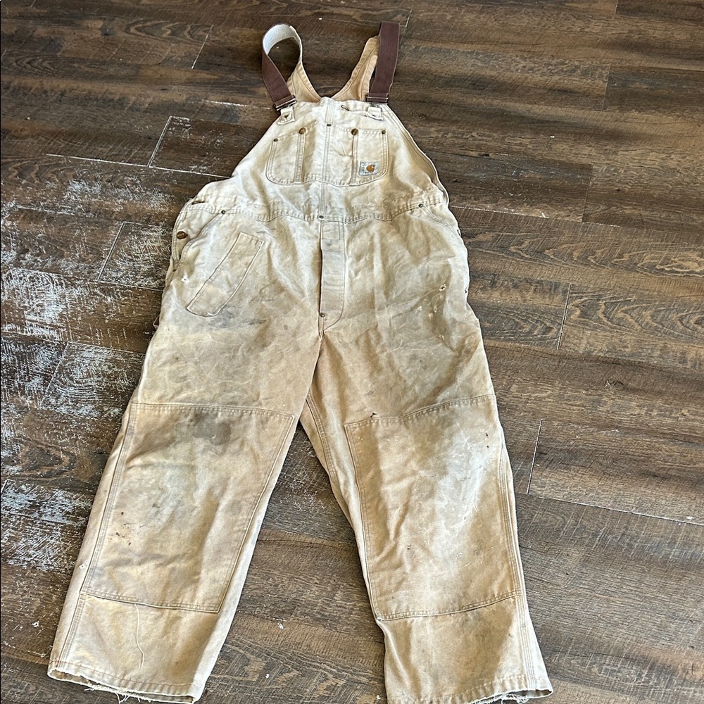 Distressed‎ Carhartt Double Knee Duck Overalls Men's Size 46/34 USA